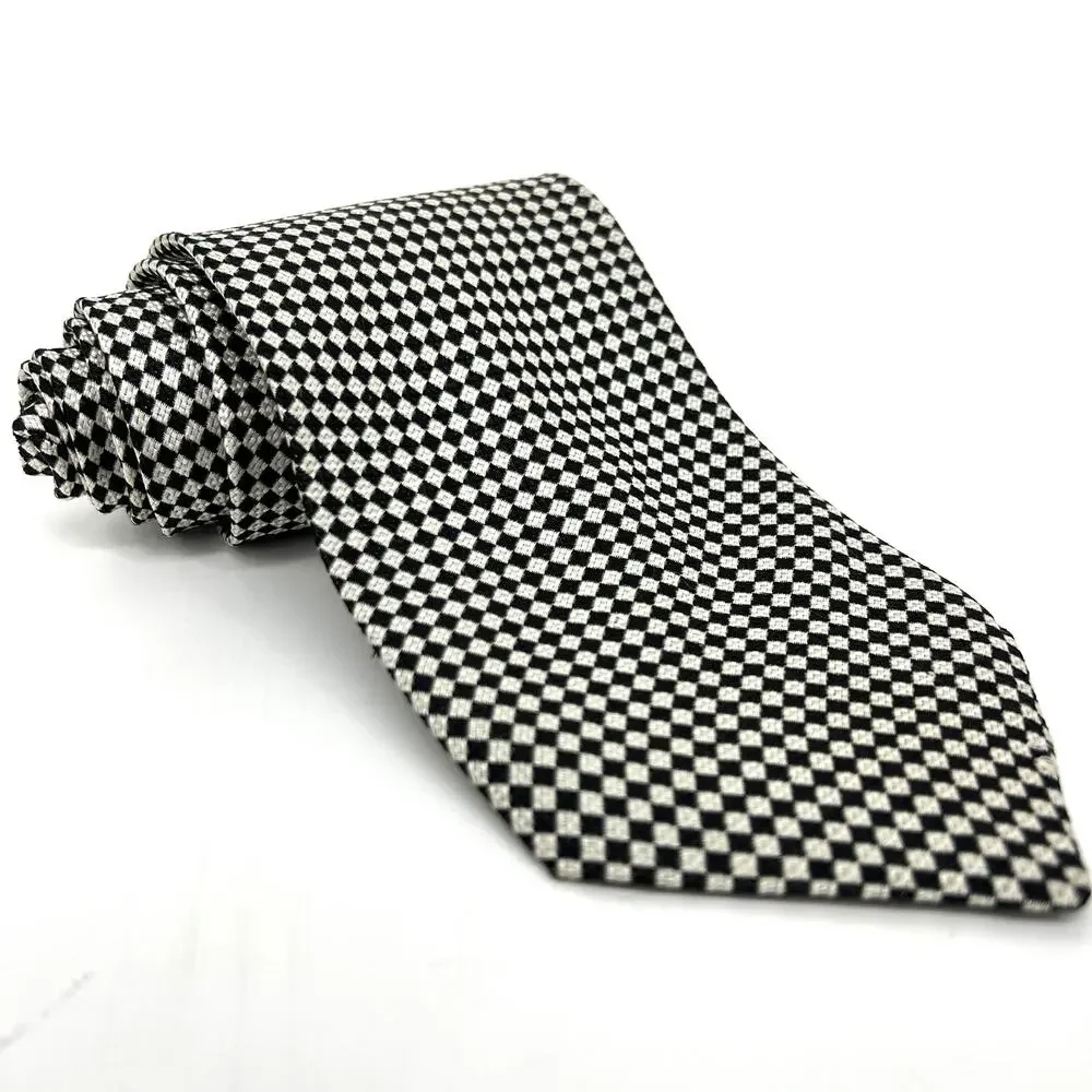 Vintage USA Mens Bruno Piattelli 100% Pure Silk Harlequin Diamond Patterned Tie